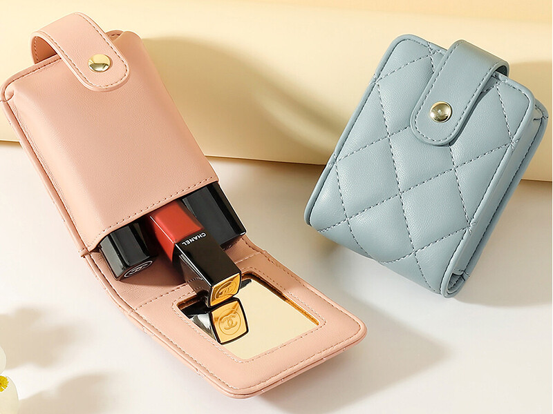کیف رژ لب همراه با آینه TAOMICMIC Y8834 Leather Lipstick Case with Mirror Cosmetic Bag