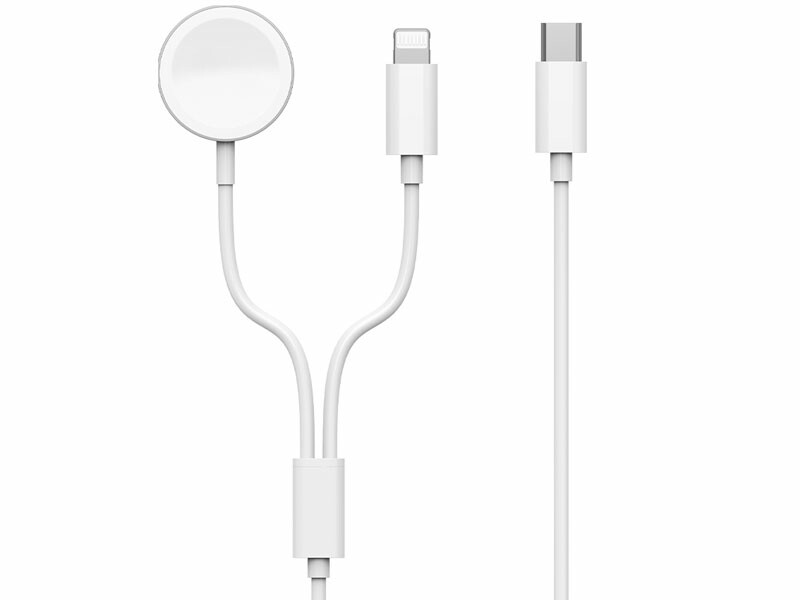 کابل شارژ دو سر تایپ سی به لایتنینگ 20 وات و شارژر بی سیم اپل واچ ویوو WiWU Wireless Charger Watch And Phone/Ipad M10