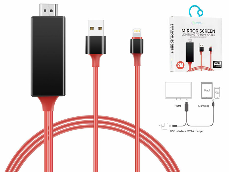 کابل لایتنینگ به اچ دی ام آی 2 متری کوتتسی Coteetci HDMI to Lightning USB Cable 33021