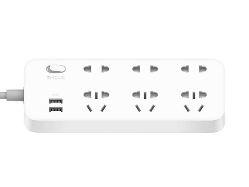 چند راهی و شارژر شیائومی 6 سوکت و 2 یو اس بی  Xiaomi CX05 ZMI 18W Power Strip 6 AC Sockets  2 USB Smart Output