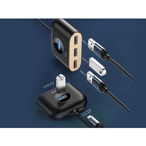 هاب یو اس بی بیسوس BASEUS SQUARE ROUND 4 in 1 USB HUB Adapter