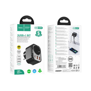 خرید یک راهی برق و 2 یو‌اس‌بی و 1 تایپ‌سی هوکو Hoco Multifunctional socket NS3 EU / GER