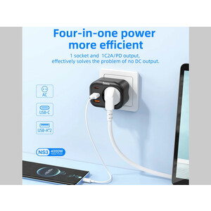 یک راهی برق و 2 یو‌اس‌بی و 1 تایپ‌سی هوکو Hoco Multifunctional socket NS3 EU / GER