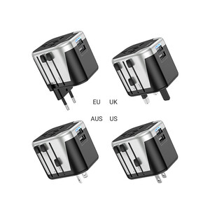 خرید شارژر دیواری و دو پورت یو اس بی هو کو Hoco Wall charger “AC5 Level” with plug converter
