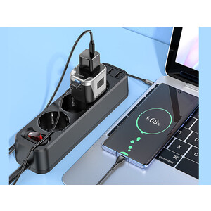 قیمت شارژر دیواری و دو پورت یو اس بی هو کو Hoco Wall charger “AC5 Level” with plug converter