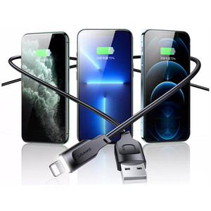 قیمت کابل لایتنینگ فست شارژ ال ای دار یوسامز USAMS US-SJ565 Lithe series 1.2 meter USB to Lightning fast charging cable