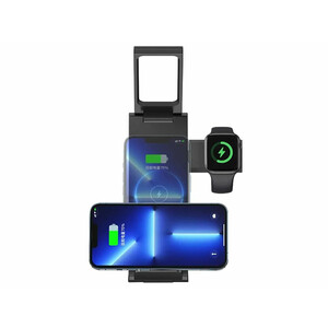 خرید شارژر بی سیم 4 در 1 تاشوی رومیزی 15 وات همراه با چراغ یوسامز USAMS US-CD181 15W 4 in 1 Folding Desktop Wireless Charger