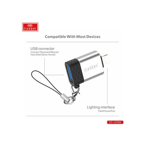 خرید ارزانترین مبدل اوتی‌جی آیفون یواس‌بی به لایتنینگ ارلدام EARLDOM OTG Lightning Model ET-OT65