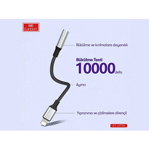 مقاومترین کابل تبدیل لایتنینگ به AUX ارلدم EARLDOM OT76 Lightning TO 3.5mm Audio adapter