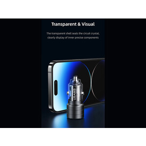 شارژر فندکی فست شارژ یو اس بی و تایپ سی 95 وات یوسامز  USAMS US-CC176 C36 95W Usb-a + Usb-c Fast Car Charger