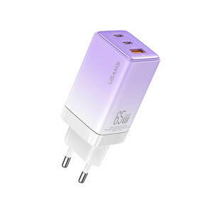 قیمت شارژر دیواری فست یو اس بی و تایپ سی 65 وات یوسامز USAMS US-CC180 ACC Three Ports GaN Charger EU Plug