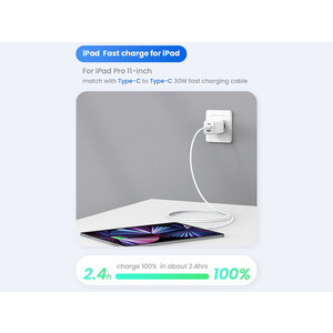 شارژر دیواری فست یو اس بی و تایپ سی 65 وات آیپد یوسامز USAMS US-CC180 ACC Three Ports GaN Charger EU Plug