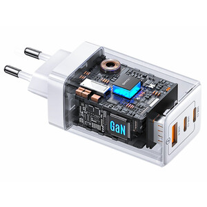 شارژر دیواری فست یو اس بی و تایپ سی 65 وات یوسامز USAMS US-CC180 ACC Three Ports GaN Charger EU Plug