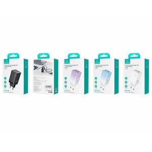 شارژر دیواری فست یو اس بی و تایپ سی 65 وات یوسامز USAMS US-CC180 ACC Three Ports GaN Charger EU Plug