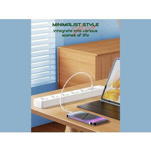 چند راهی برق پنج سوکت، دو یو اس بی و یک تایپ سی الدنیو LDNIO SC5319 5 Port + 3 USB Power Socket Plug Extension Wall Charger