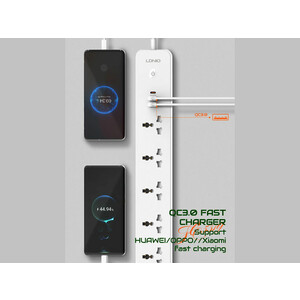 چند راهی برق پنج سوکت، دو یو اس بی و یک تایپ سی الدنیو LDNIO SC5319 5 Port + 3 USB Power Socket Plug Extension Wall Charger