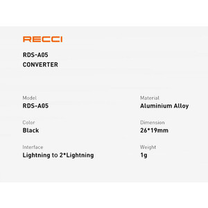 مبدل لایتنیگ 2 در 1 رسی RECCI RDS-A05 Lightning Converter