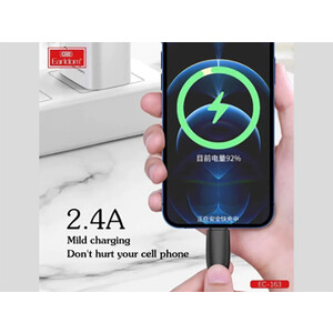 فروش کابل شارژ سریع یو اس بی به تایپ سی 2.4 آمپر 0.25 متری ارلدام Earldom Charging Cable 25cm