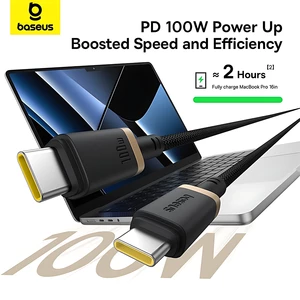 کابل سوپر فست شارژ تایپ‌سی به تایپ‌سی 100 وات یک متری بیسوس P10377803U01-00 CB000121