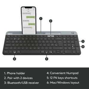 کیبورد بی سیم لاجیتک Logitech مدل K580 با چیدمان Chrome OS