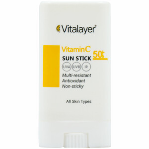 ضد آفتاب استیکی ویتالیر حاوی ویتامین سی با SPF50 بی رنگ مناسب انواع پوست 15 گرم