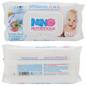 دستمال مرطوب کودک نینو Nino حاوی کالاندولا با اسانس تمشک 70 عددی