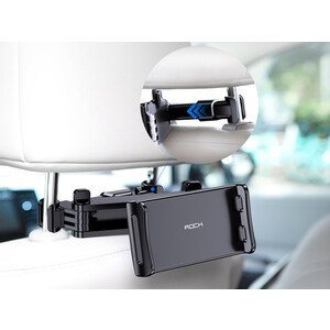 پایه نگهدارنده موبایل و تبلت صندلی عقب خودرو راک Rock Universal retractable car headrest mount هولدری ایمن برای سرنشین های صندلی عقب خودرو