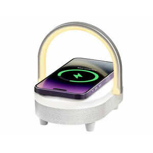 اسپیکر بلوتوث و شارژر وایرلس قابل حمل  4 در 1 دارای چراغ رسی Recci RLS-L16 4-in-1 Speaker and Wireless Charger 15W