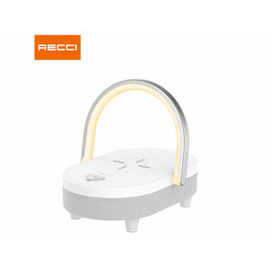 قیمت اسپیکر بلوتوث و شارژر وایرلس قابل حمل  4 در 1 دارای چراغ رسی Recci RLS-L16 4-in-1 Speaker and Wireless Charger 15W