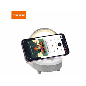 اسپیکر بلوتوث و شارژر وایرلس قابل حمل  4 در 1 دارای چراغ رسی Recci RLS-L16 4-in-1 Speaker and Wireless Charger 15W