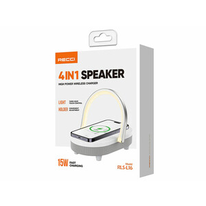 اسپیکر بلوتوث و شارژر وایرلس قابل حمل  4 در 1 دارای چراغ رسی Recci RLS-L16 4-in-1 Speaker and Wireless Charger 15W