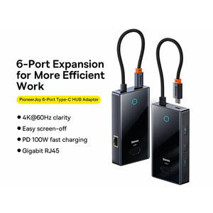 هاب تایپ سی 6 پورت فلزی بیسوس Baseus Focus Series 6 Port Type-C Hub Adapter WKYY030213