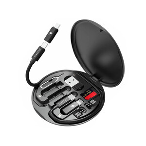 مجموعه کابل چند کاره تایپ سی، یو اس بی, میکرو و لایتنینگ 60 وات ارلدام Earldom TC20 Data Cable Set Fast Charging Data Cable Storge Box