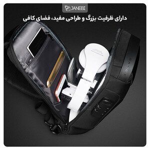 کوله تک بند ضد سرقت دارای پورت USB بنج  BANGE 22085 Oxford Cloth Sling Chest Bag USB External Charging Port