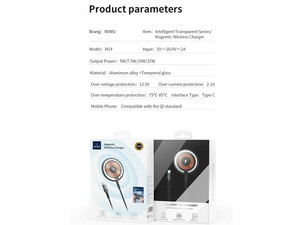 شارژر بی سیم مگنتی ویوو Wiwu Transparent Magnetic Wireless Charger M14