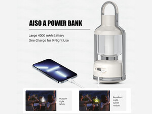 چراغ ال ای دی کمپینگ، دافع حشرات و پاور بانک شارژی ضدآب Outdoor Mosquito Repellent Lamp 391