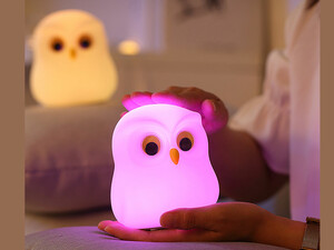 خرید چراغ خواب رومیزی فانتزی شارژی Owl table lamp colorful silicone pat lamp