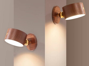 چراغ دیواری چوبی لمسی شارژی با قابلیت چرخش 360 درجه NO-HB013 Wooden Wall Lamp USB Rechargeable Night Light Touch Dimming Magnetic