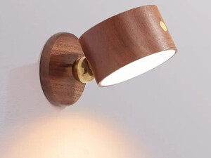 چراغ دیواری چوبی با قابلیت چرخش Wooden Wall Lamp USB Rechargeable Night Light Touch Dimming Magnetic 360 ° Rotate