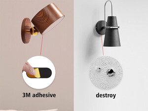 خرید چراغ دیواری چوبی با قابلیت چرخش Wooden Wall Lamp USB Rechargeable Night Light Touch Dimming Magnetic 360 ° Rotate