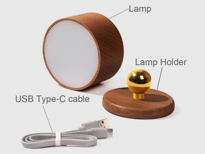 چراغ دیواری چوبی با قابلیت چرخش NO-HB013 Wooden Wall Lamp USB Rechargeable Night Light Touch Dimming Magnetic 360 ° Rotate