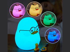 چراغ خواب سیلیکونی اردک ناز خستهEmo Duck Kids Night Light,Cute And Dimmable Silicone Lamp XR-MM-L2207