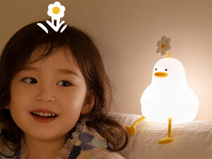 خرید چراغ خواب اردک گل به سر فانتزی flower duck pat lamp induction night light playful silicone pat lamp bedroom