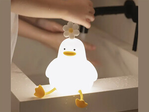 خرید چراغ خواب اردک گل به سر فانتزی flower duck pat lamp induction night light playful silicone pat lamp bedroom