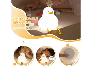 بهترین چراغ خواب اردک گل به سر فانتزی flower duck pat lamp induction night light playful silicone pat lamp bedroom