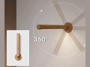 خرید چراغ دیواری ال ای دی چوبی قابل چرخش 360 درجه360 Degree Rotatable Wooden LED Wall Lamp