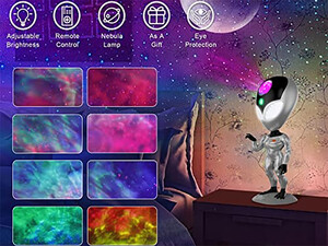 کیفیت پروژکتور نور شب مدل آدم فضایی با چرخش 180 درجه valktech Night Light Star Projector, Upgraded 180° Rotating ET aliensun Light Projector
