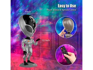 بهترین پروژکتور نور شب مدل آدم فضایی با چرخش 180 درجه valktech Night Light Star Projector, Upgraded 180° Rotating ET aliensun Light Projector