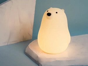 خرید چراغ خواب رومیزی فانتزی قابل شارژ MUID white bear pat lamp silicone