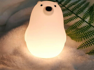 چراغ خواب رومیزی فانتزی قابل شارژ MUID white bear pat lamp silicone